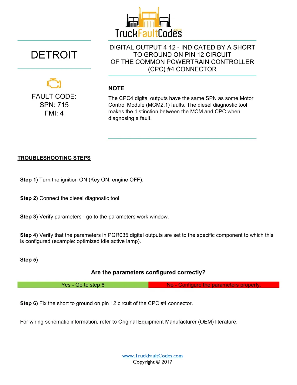 SPN 715 FMI 4 — Detroit DD Series Digital Output 4 12 Short To - page 1 is available after signing in