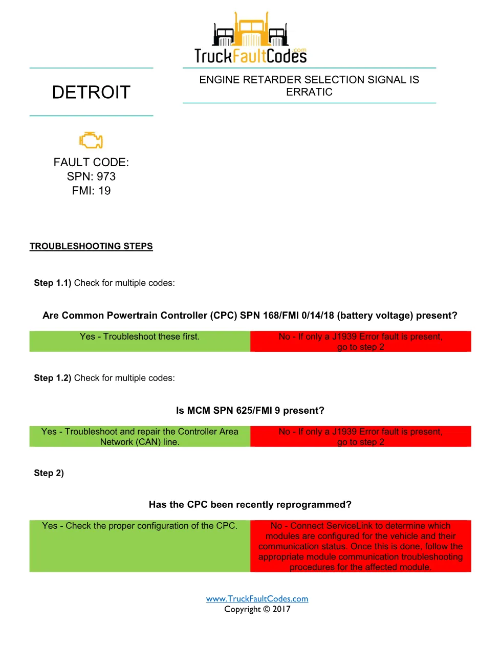 SPN 973 FMI 19 — Engine Retarder Selection Signal Is Erratic - page 1 is available after signing in