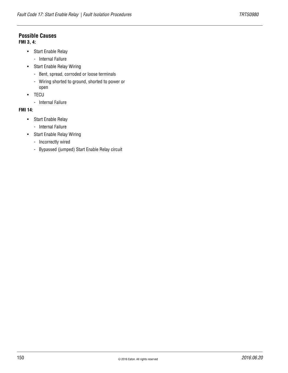 Start Enable Relay — Eaton Fault Code 17, TRTS0980 Fault – Guide - preview page 2 of 5