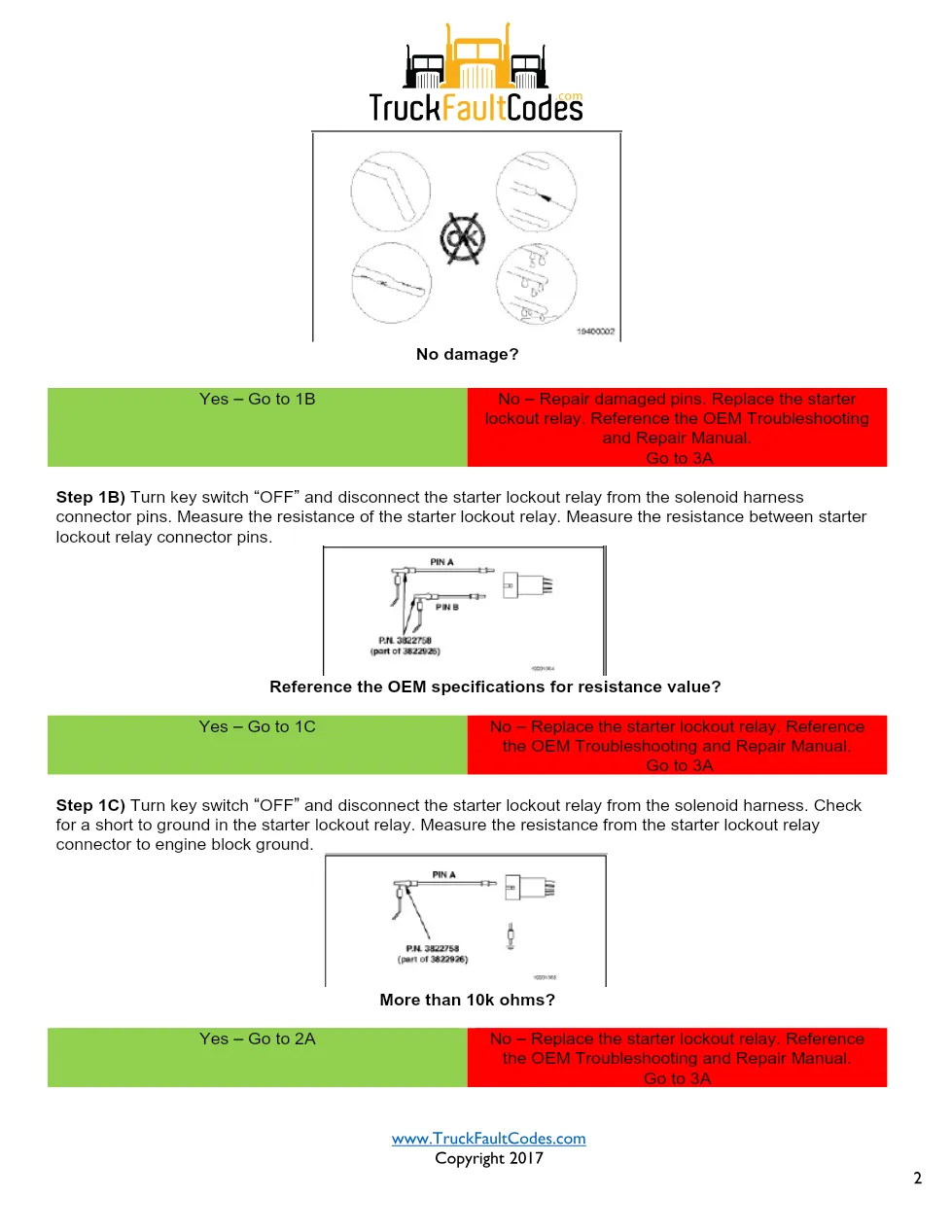 Starter solenoid lockout relay — Cummins Fault Code 474 (S052, - preview page 2 of 6