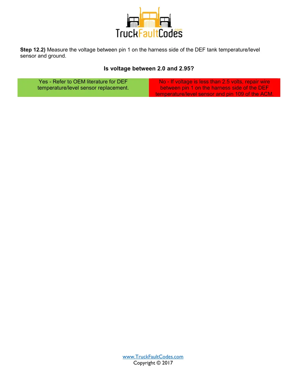 tank level sensor DTCs Circuit Failed High — Detroit SPN 1761 FMI - page 3 is available after signing in