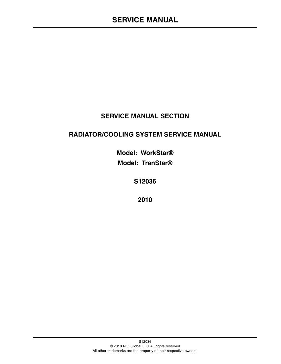 TranStar Cooling System Service Manual – International Radiator - preview page 1 of 6