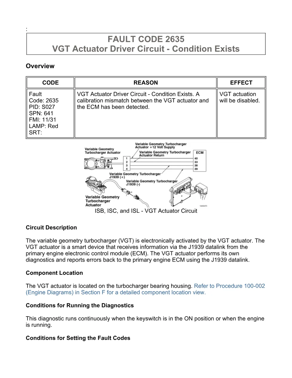 VGT actuator fault DTCs troubleshooting — Code 2635 — PDF, 5 - preview page 1 of 3