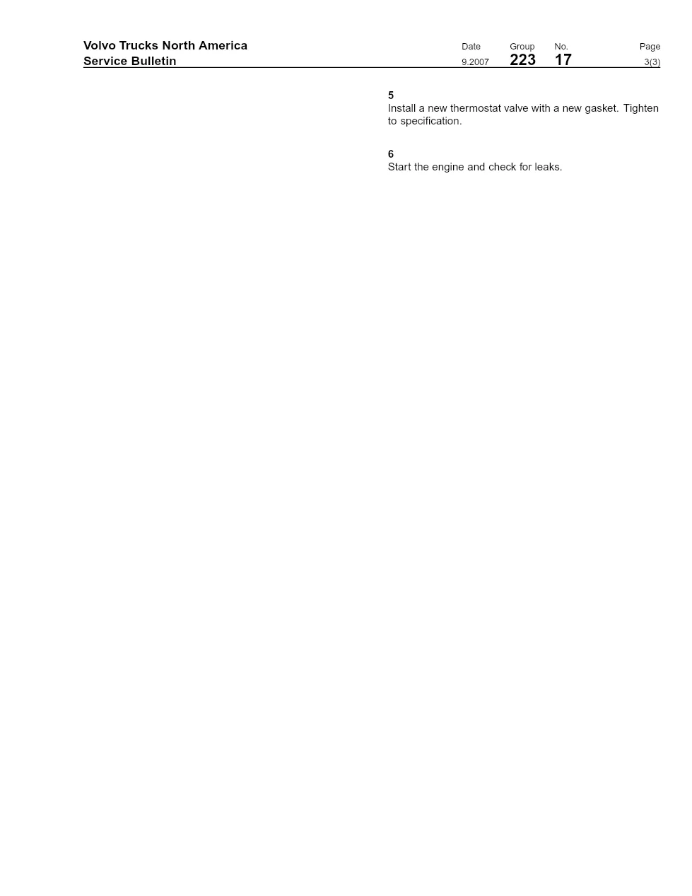Volvo D13 thermostat valve — Service Bulletin 223-17 - page 3 is available after signing in