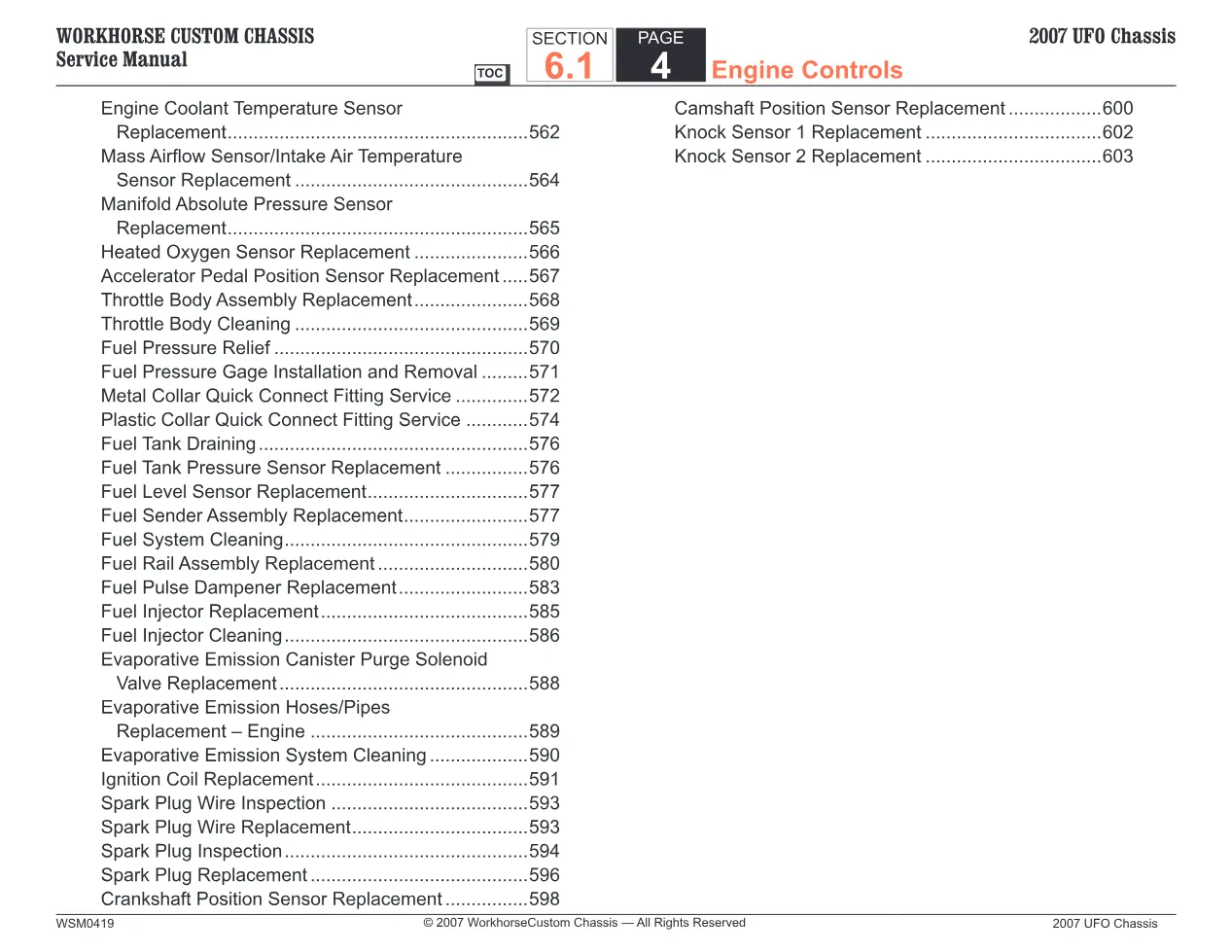 Workhorse 2007 UFO engine official workshop document preview page 4