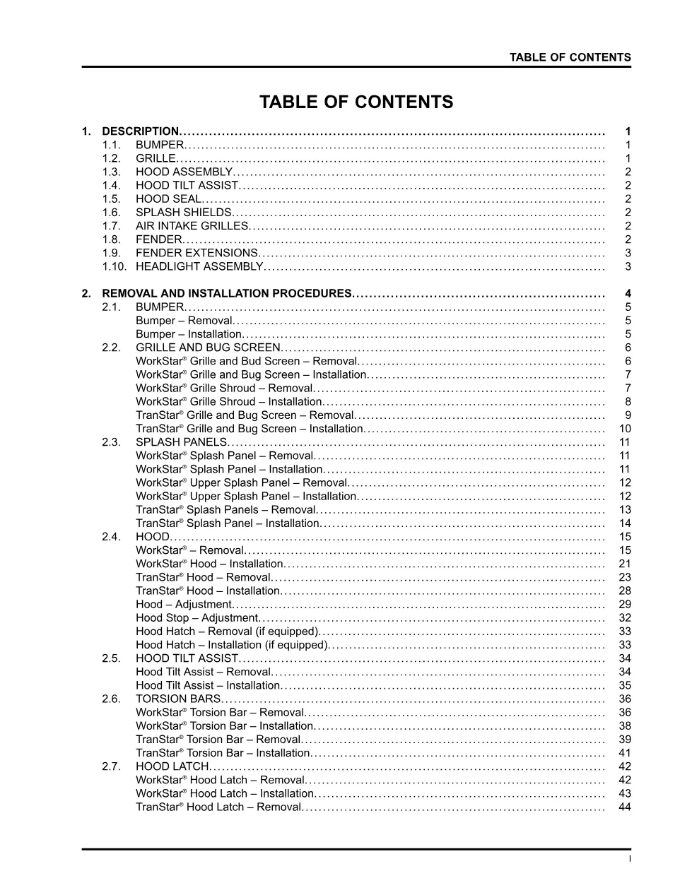 WorkStar hood service manual S09016 — WorkStar TranStar grille - page 3 is available after signing in