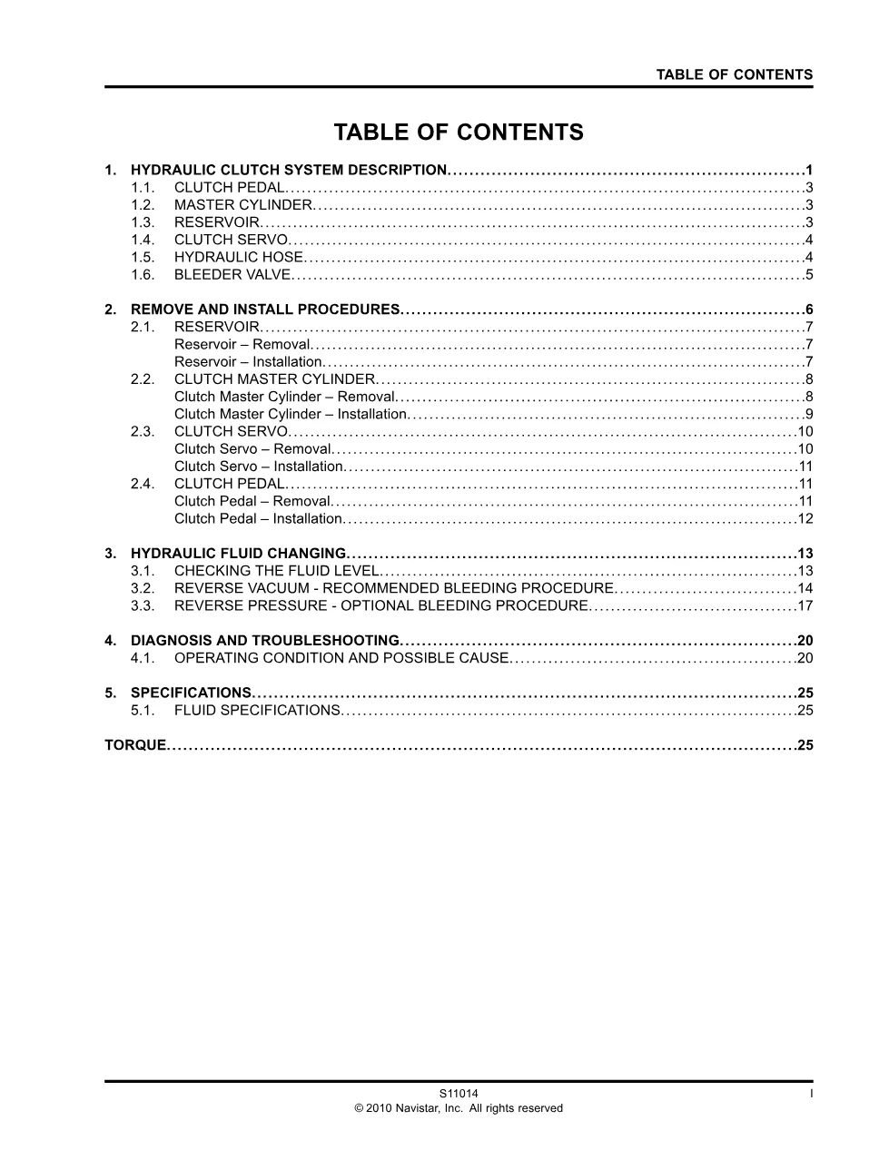 WorkStar hydraulic clutch manual — International 7600/8600, - page 3 is available after signing in