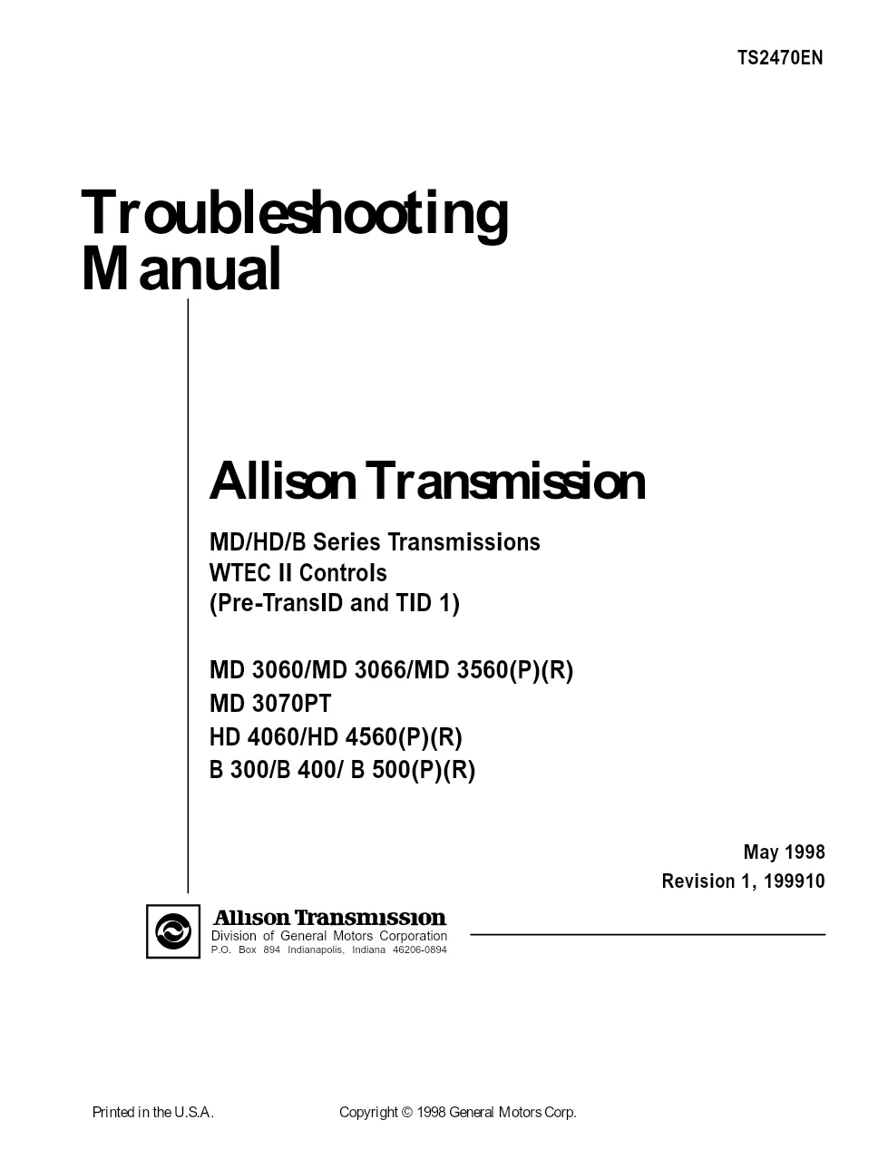 WTEC II troubleshooting Chung Manual — TS2470EN — PDF, 396 - preview page 1 of 3