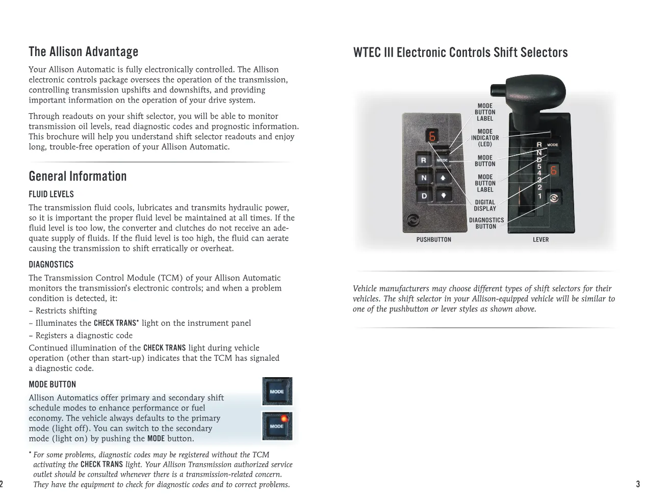 WTEC III DTC List — Allison Diagnostic Codes Reference — SA7297EN - preview page 2 of 3